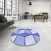 Round Patterned Royal Blue Rug in a Office, pat2206blu