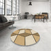 Round Patterned Light Brown Rug in a Office, pat2206brn