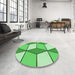 Round Patterned Green Rug in a Office, pat2206grn