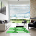 Square Patterned Green Rug in a Living Room, pat2206grn