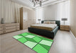 Patterned Green Rug in a Bedroom, pat2206grn