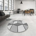 Round Patterned Gray Rug in a Office, pat2206gry