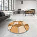 Round Patterned Yellow Rug in a Office, pat2206org