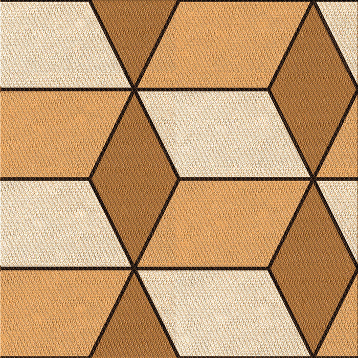 Round Patterned Yellow Rug, pat2206org