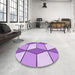 Round Patterned Blossom Pink Rug in a Office, pat2206pur