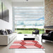 Square Patterned Red Rug in a Living Room, pat2206rd