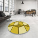 Round Patterned Bold Yellow Rug in a Office, pat2206yw