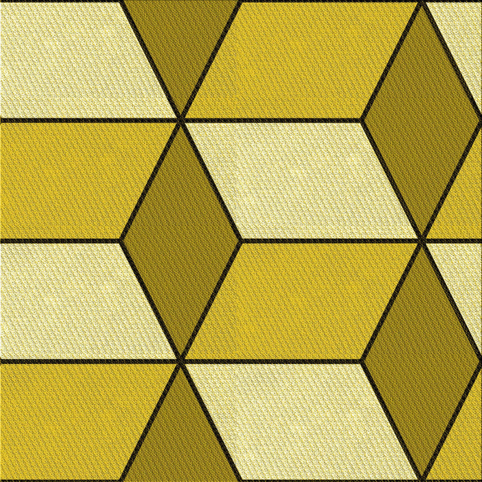 Round Patterned Bold Yellow Rug, pat2206yw