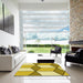 Square Patterned Bold Yellow Rug in a Living Room, pat2206yw