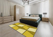 Patterned Bold Yellow Rug in a Bedroom, pat2206yw