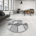 Round Patterned Gray Novelty Rug in a Office, pat2206