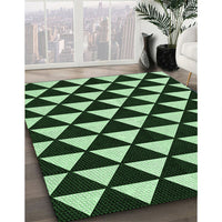 Patterned Black Rug, pat2207grn