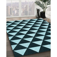 Patterned Deep Teal Green Rug, pat2207lblu