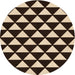 Square Patterned Black Brown Rug, pat2207org