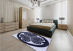 Patterned Night Blue Rug in a Bedroom, pat2208blu