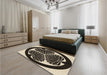 Patterned Midnight Gray Rug in a Bedroom, pat2208brn