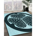 Machine Washable Transitional Deep Teal Green Rug in a Family Room, wshpat2208lblu