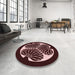 Round Patterned Red Rug in a Office, pat2208rd