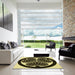 Square Patterned Metallic Gold Rug in a Living Room, pat2208yw