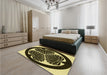 Patterned Metallic Gold Rug in a Bedroom, pat2208yw