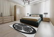 Patterned Black Novelty Rug in a Bedroom, pat2208