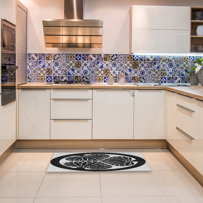 Patterned Black Novelty Rug in a Kitchen, pat2208