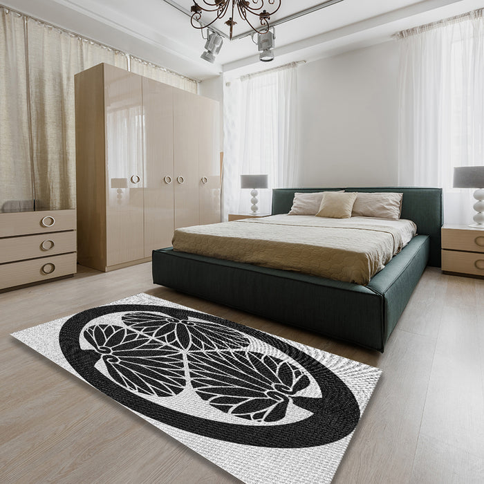 Machine Washable Transitional Black Rug in a Bedroom, wshpat2208