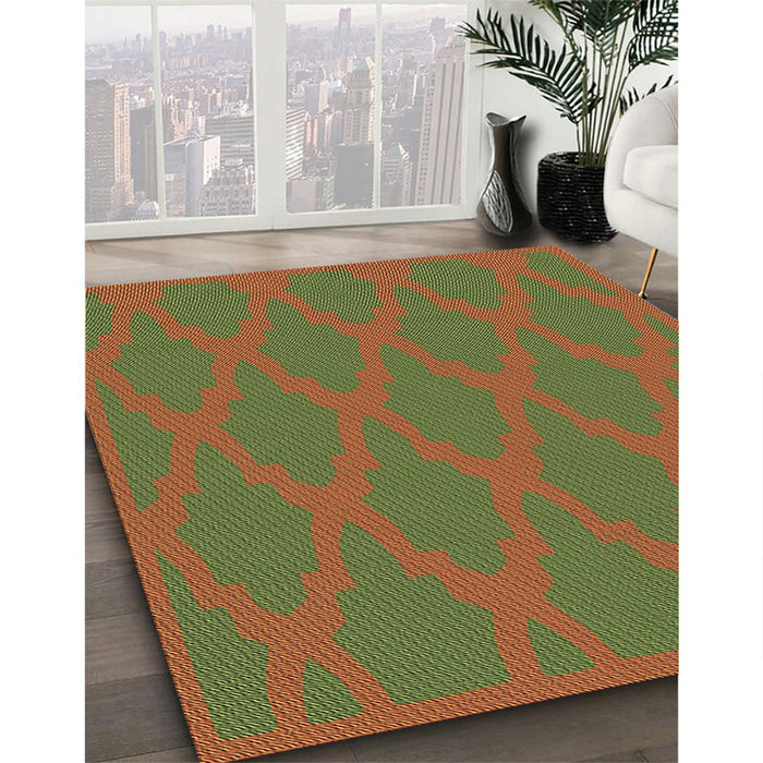 Patterned Mahogany Brown Rug in Family Room, pat2209brn
