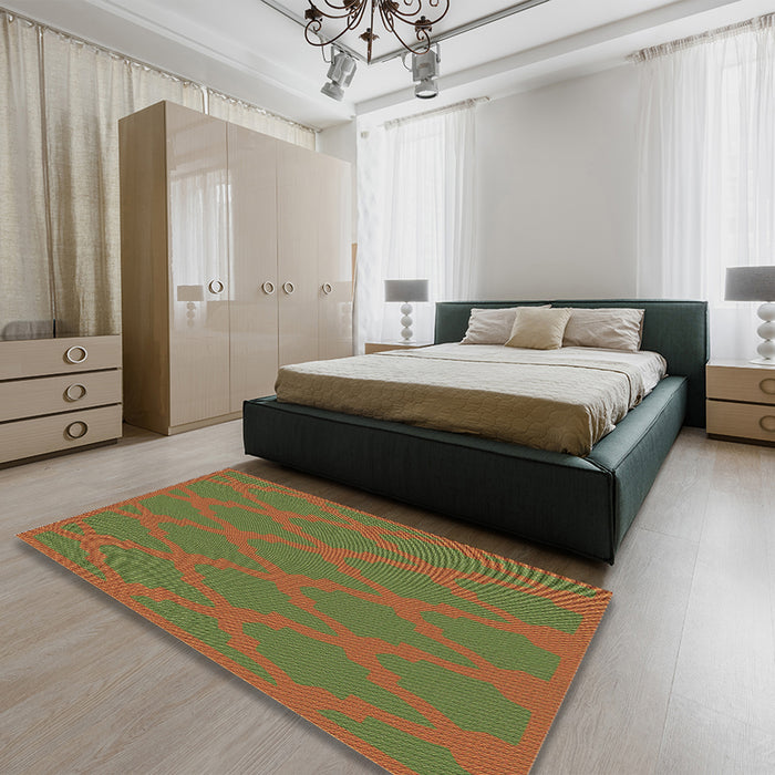 Patterned Mahogany Brown Rug in a Bedroom, pat2209brn