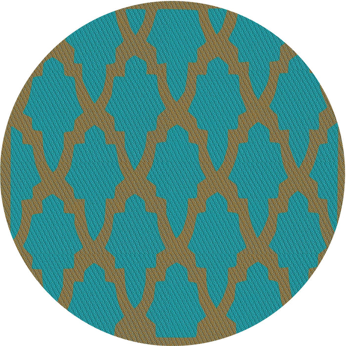 Square Patterned Dark Turquoise Green Rug, pat2209lblu