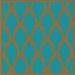 Round Patterned Dark Turquoise Green Rug, pat2209lblu