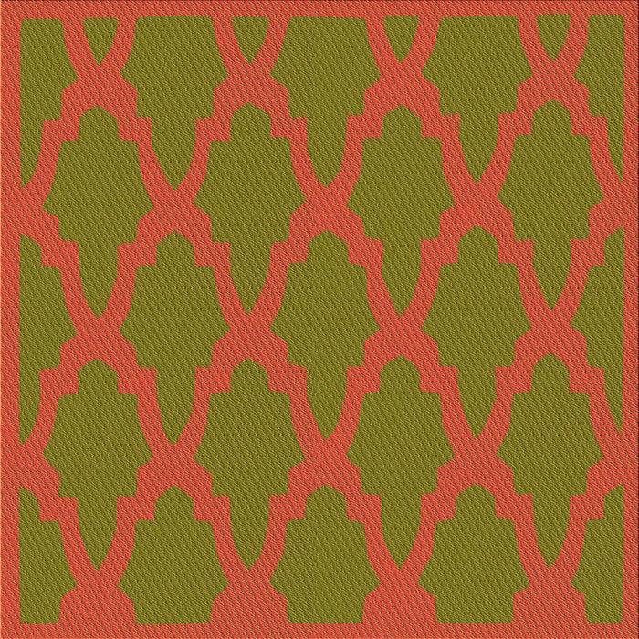 Round Patterned Dark Yellow Green Rug, pat2209org