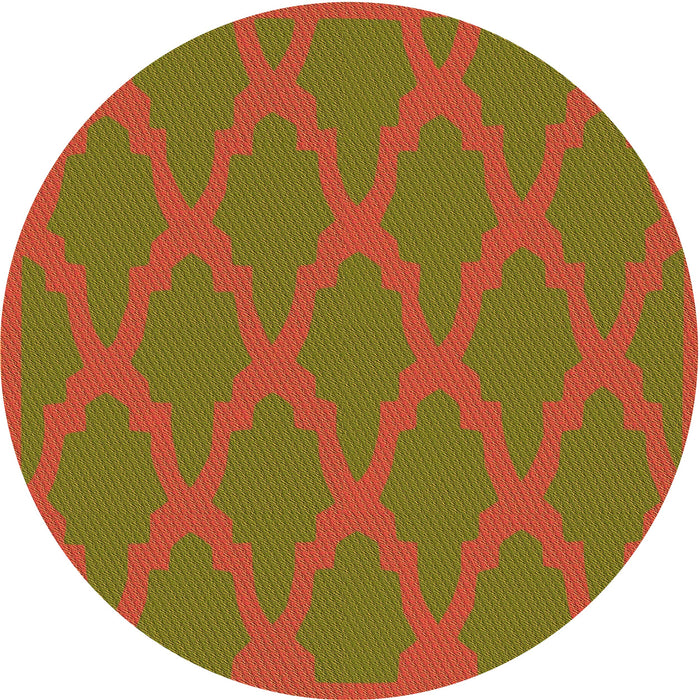 Square Patterned Dark Yellow Green Rug, pat2209org