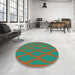 Round Machine Washable Transitional Light Sea Green Rug in a Office, wshpat2209