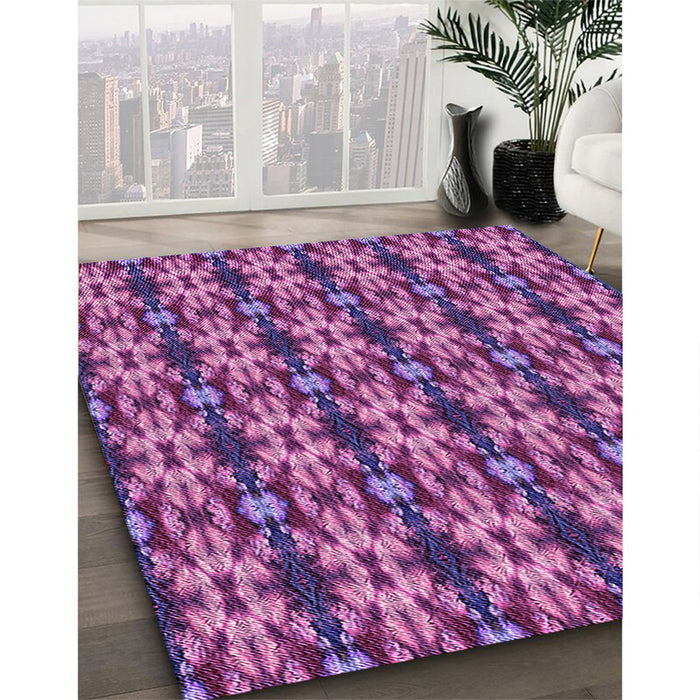 Patterned Dark Magenta Purple Rug in Family Room, pat221pur