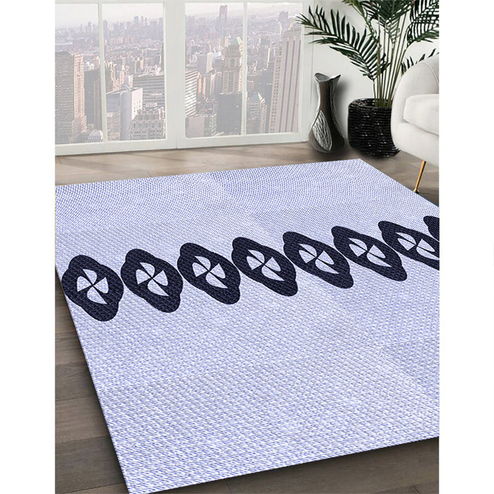 Patterned Lavender Blue Rug in Family Room, pat2211blu