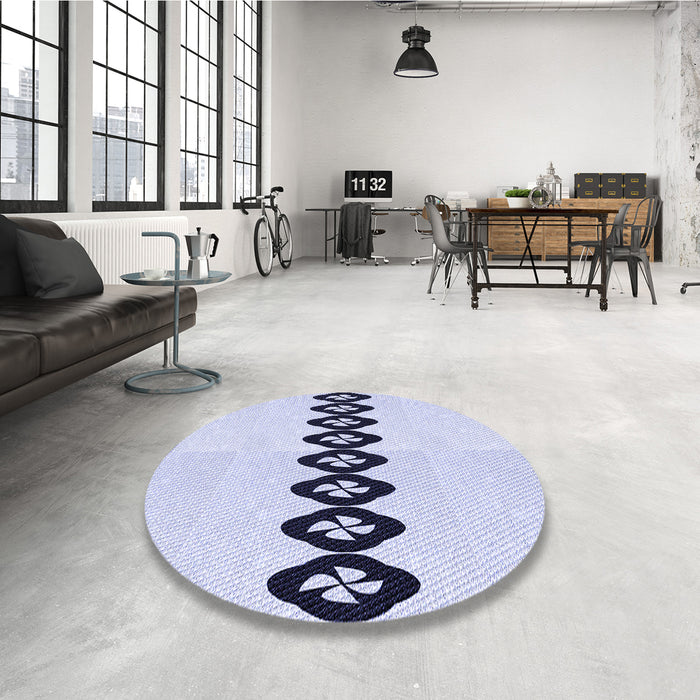 Round Patterned Lavender Blue Rug in a Office, pat2211blu