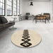 Round Patterned Moccasin Beige Rug in a Office, pat2211brn