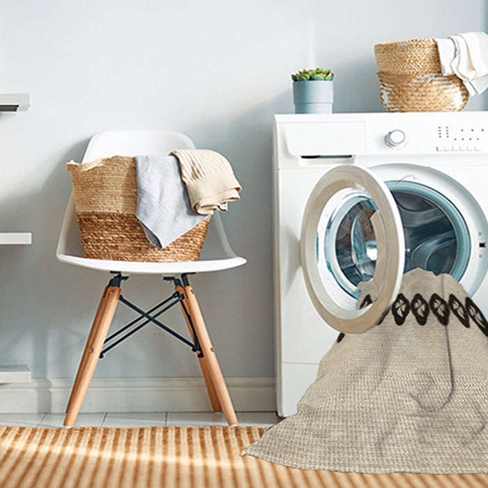 Machine Washable Transitional Moccasin Beige Rug in a Washing Machine, wshpat2211brn