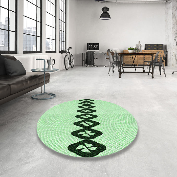 Round Patterned Mint Green Rug in a Office, pat2211grn