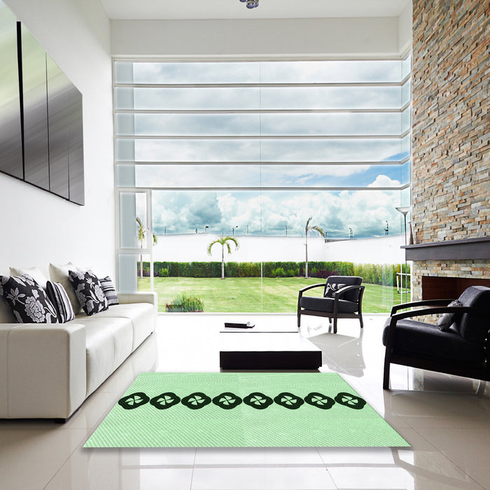 Machine Washable Transitional Mint Green Rug in a Kitchen, wshpat2211grn