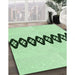 Patterned Mint Green Rug in Family Room, pat2211grn