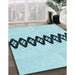 Machine Washable Transitional Electric Blue Rug in a Family Room, wshpat2211lblu