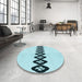 Round Patterned Electric Blue Rug in a Office, pat2211lblu