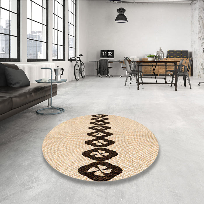 Round Patterned Bronze Brown Rug in a Office, pat2211org