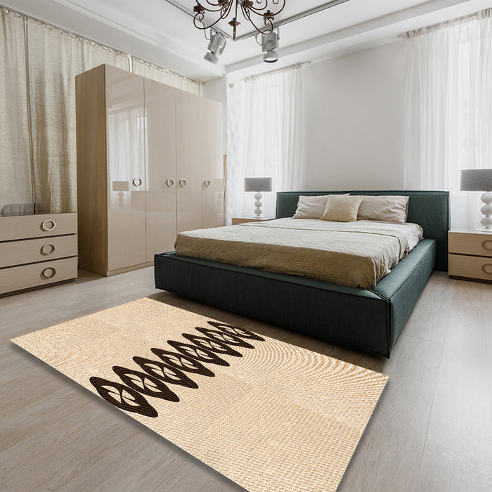 Patterned Bronze Brown Rug in a Bedroom, pat2211org