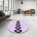 Round Patterned Lilac Purple Rug in a Office, pat2211pur