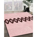 Patterned Pink Rug in Family Room, pat2211rd