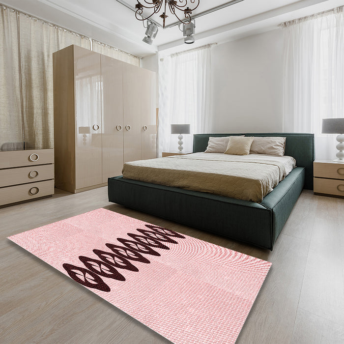 Round Machine Washable Transitional Pink Rug in a Office, wshpat2211rd