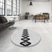 Round Patterned Off-White Novelty Rug in a Office, pat2211